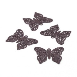 4 Breloques estampes filigrane papillon brun