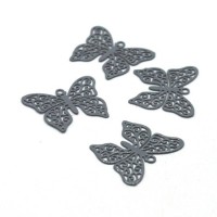 4 Breloques estampes filigrane papillon gris