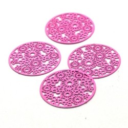 4 Estampes filigrane fleurs rose 20mm