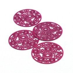 4 Estampes filigrane fleurs fuchsia 20mm