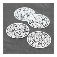 4 Estampes filigrane fleurs blanc 20mm