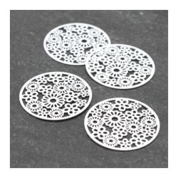 4 Estampes filigrane fleurs blanc 20mm