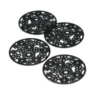 4 Estampes filigrane fleurs noir 20mm