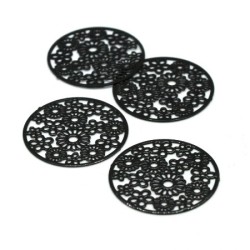 4 Estampes filigrane fleurs noir 20mm