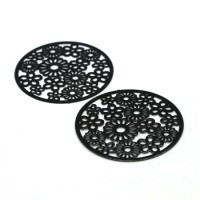 2 Estampes filigrane fleurs noir 32mm