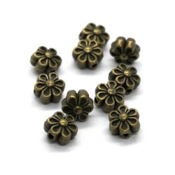 Perle métal fleur bronze x10