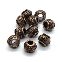 10 Perles métal lampion gros trou cuivre