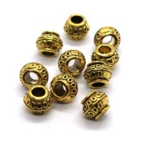 10 Perles métal lampion gros trou dorées