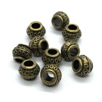 10 Perles métal lampion gros trou bronze