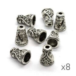 8 Perles coupelle cône 10mm argent vieilli