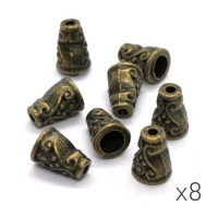 8 Perles coupelle cône 10mm bronze