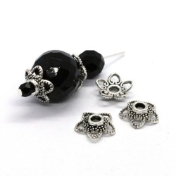 Perles coupelles ajourées 11mm argent vieilli