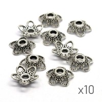 Perles coupelles 11mm métal argent vieilli x10
