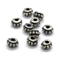 Perles métal tube à picots 4mm argent vieilli