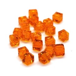 Perle cube à facettes 4mm orange x20