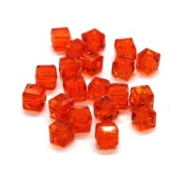 Perle cube à facettes 4mm orange foncé x20