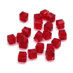 Perle cube à facettes 4mm rouge x20