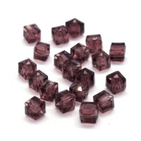 Perle cube à facettes 4mm prune x20