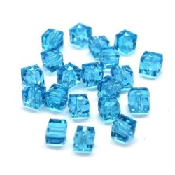 Perle cube à facettes 4mm turquoise x20