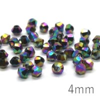 50 Perles toupies verre 4 mm vitrail métallisé