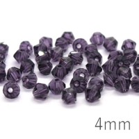 50 Perles toupies verre 4 mm violet foncé