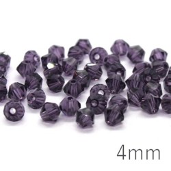 50 Perles toupies verre 4 mm violet foncé