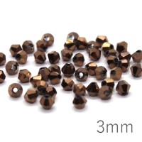 50 Perles toupies cristal 3mm marron cuivré
