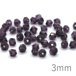 50 Perles toupies cristal 3mm violet foncé