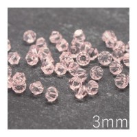 50 Perles toupies cristal 3mm rosaline