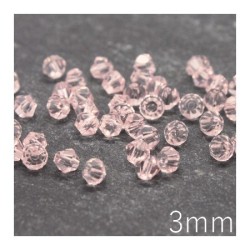 50 Perles toupies cristal 3mm rosaline
