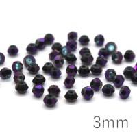 50 Perles toupies cristal 3mm violet métallisé