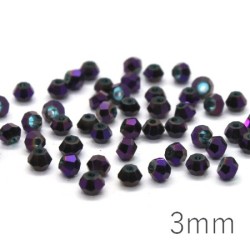 50 Perles toupies cristal 3mm violet métallisé