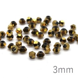 50 Perles toupies cristal 3mm or doré métallisé
