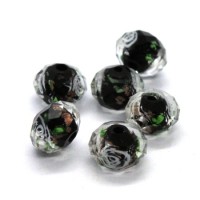 Perle lampwork à facettes en verre 10mm noir