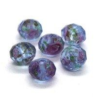 Perle lampwork à facettes en verre 10mm bleu