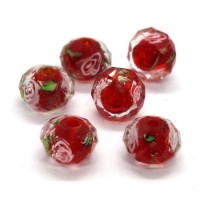 Perle lampwork à facettes en verre 10mm rouge