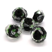 Perle lampwork à facettes en verre 12mm noir