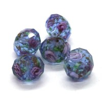 Perle lampwork à facettes en verre 12mm bleu