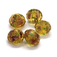 Perle lampwork à facettes en verre 12mm light topaz