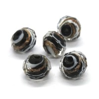 Perle lampwork à facettes pailletée 10mm noir