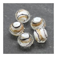 Perle lampwork à facettes pailletée 10mm blanc