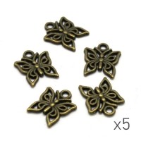Breloque papillon 14mm bronze x5