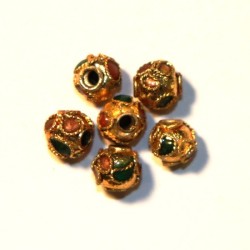 10 Perles cloisonnées rondes 6mm or