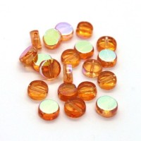 Perles palets en verre 6mm orange AB x20