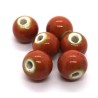 Perle céramique ronde 10mm orange moucheté