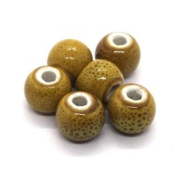 Perle céramique ronde 8mm jaune moucheté
