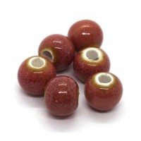 Perle céramique ronde 8mm saumon moucheté