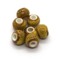 Perle céramique ronde 6mm jaune moucheté