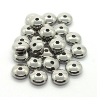 Perles rondelles CCB 8mm synthétique métallisé vieil argent x25