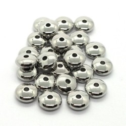 Perles rondelles CCB 8mm synthétique métallisé vieil argent x25